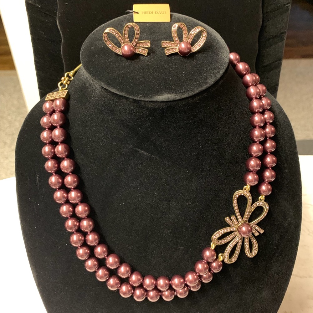 Heidi Daus Amethyst  Pearl Necklace & Earrings